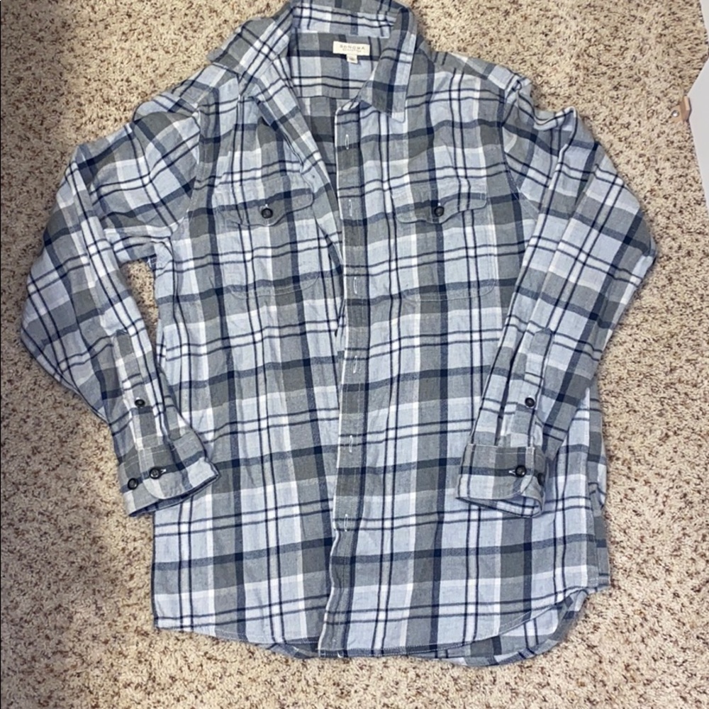 Men’s Sonoma gray and navy blue flannel